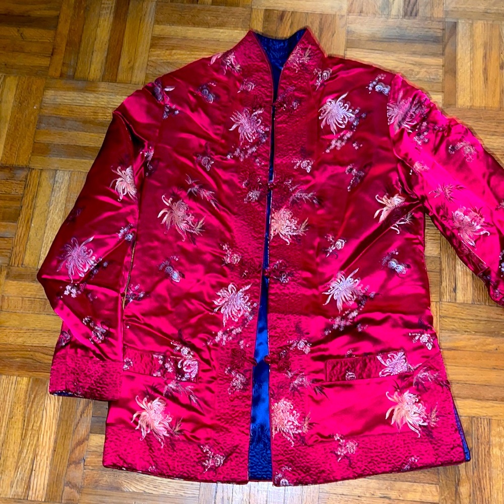 Quilted silk Asian jacket S/M or 4/6 tunic